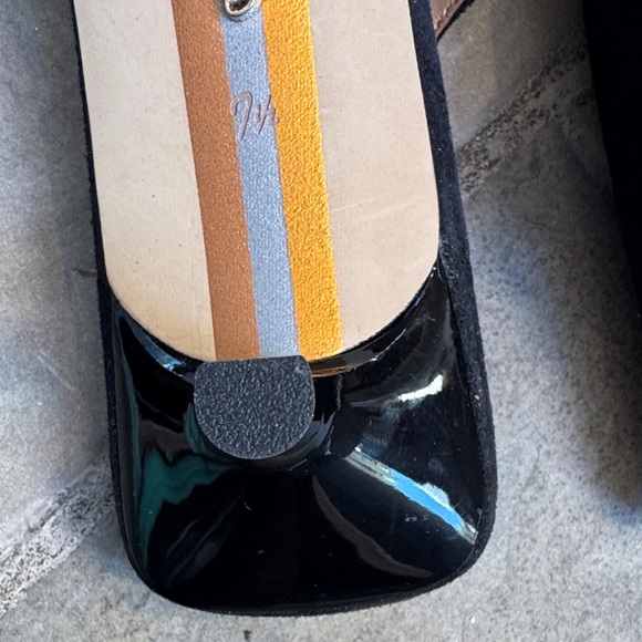 Sam Edelman Black Suede Pointed Slingback Flats with Gold Glitter Buckles - Picture 5 of 5